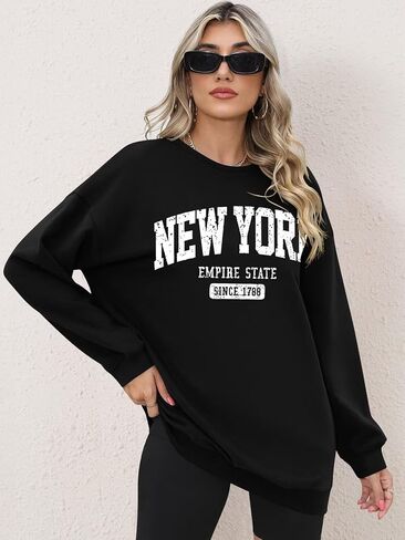 ORANDESIGNE Oversized Graphic Sweatshirt for Women Long Sleeve Crewneck Pullover Casual Fall Hoodie Tops 2024 in Kuwait