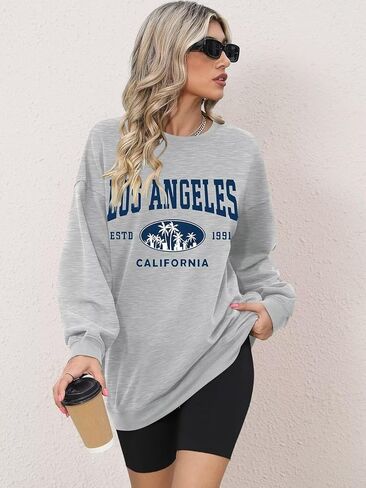 ORANDESIGNE Oversized Graphic Sweatshirt for Women Long Sleeve Crewneck Pullover Casual Fall Hoodie Tops 2024 in Kuwait