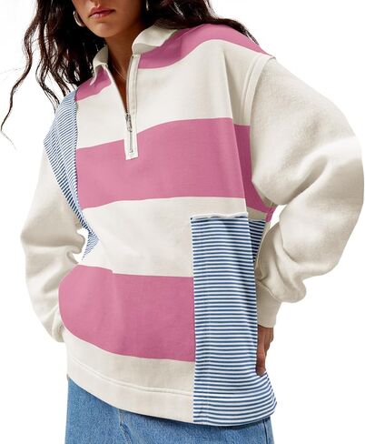 Fisoew المرأة كتلة اللون البلوز عارضة الصوف الربع البريدي البلوز الدافئة المرقعة كم طويل الخريف قمم in Kuwait