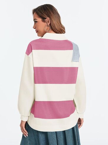 Fisoew المرأة كتلة اللون البلوز عارضة الصوف الربع البريدي البلوز الدافئة المرقعة كم طويل الخريف قمم in Kuwait