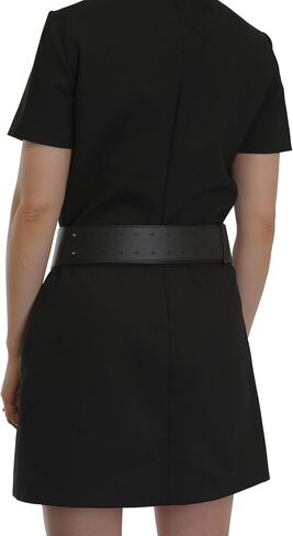 FASHIONGEN Women's wide genuine leather belt with a round cross buckle SOLAINE in Kuwait