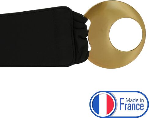 FASHIONGEN Women's wide genuine leather belt with a round cross buckle SOLAINE in Kuwait