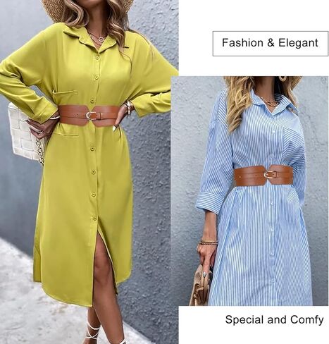 حزام خصر مرن واسع للسيدات من SUOSDEY لفستان السيدات وحزام مطاطي للفتيات in Kuwait