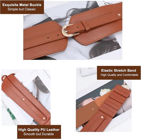 حزام خصر مرن واسع للسيدات من SUOSDEY لفستان السيدات وحزام مطاطي للفتيات in Kuwait