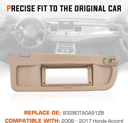 Youxmoto Sun Visor Right Passenger Side for Honda Civic 2006 2007 2008 2009 2010 2011 EX LX Sedan SI Coupe, Beige Visor Reolaces 83230-SNA-A01ZA in Saudi Arabia
