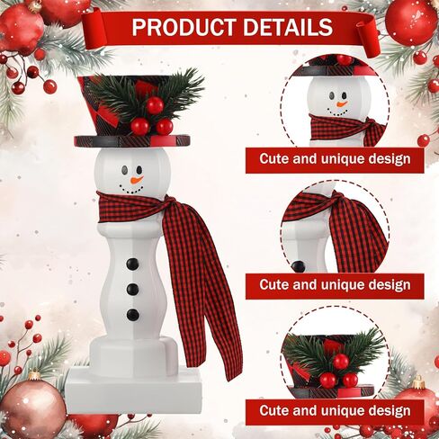 Mumufy 2 قطعة حامل شموع عيد الميلاد ثلج عيد الميلاد شمعدان أحمر وأسود منقوش ديكور شمعدان عيد الميلاد قطعة مركزية منحوتة من الراتنج تماثيل سطح المكتب لتزيين سطح الطاولة in Kuwait