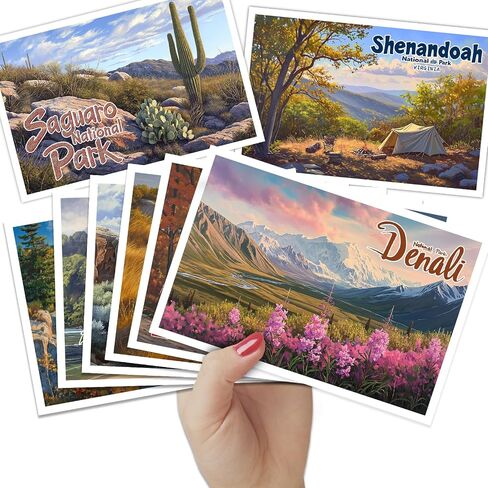 63pcs National Park Theme Postcards U.S. -Travel Landscape Postcard Decor Gift With Mailing Side - 4" x 6" Cards in Saudi Arabia