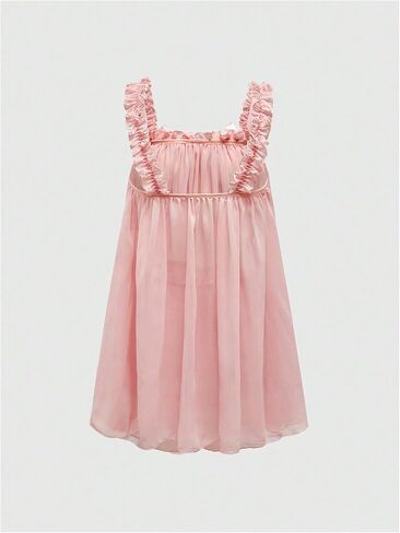 MakeMeChic Women's 2 Piece Pajama Set Chiffon Ruffle Hem Sleeveless Cami Top and Shorts Lounge Sets in Kuwait