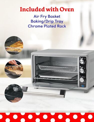 Betty Crocker Air Fryer Convection Toaster Oven, Multifunction 6-Slice Toaster and Air Fryer Oven, 0.8 Cu. Ft. 6 Slice Capacity AirFryer Toaster Oven Combo, 7 Function Convection Oven,Silver in Saudi Arabia