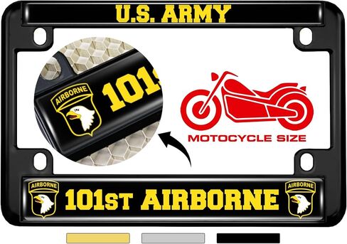 [Officially Licensed Product] - Motorcycle Metal License Plate Frame with U.S. Army 101st Airborne Division (Air Assault) Design - Black in Saudi Arabia