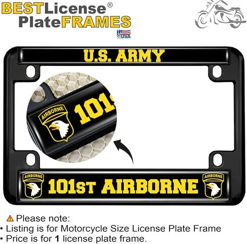 [Officially Licensed Product] - Motorcycle Metal License Plate Frame with U.S. Army 101st Airborne Division (Air Assault) Design - Black in Saudi Arabia