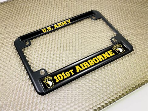[Officially Licensed Product] - Motorcycle Metal License Plate Frame with U.S. Army 101st Airborne Division (Air Assault) Design - Black in Saudi Arabia