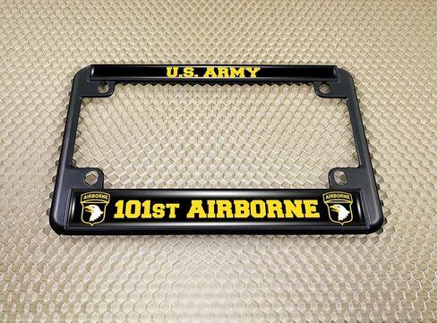 [Officially Licensed Product] - Motorcycle Metal License Plate Frame with U.S. Army 101st Airborne Division (Air Assault) Design - Black in Saudi Arabia