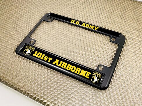 [Officially Licensed Product] - Motorcycle Metal License Plate Frame with U.S. Army 101st Airborne Division (Air Assault) Design - Black in Saudi Arabia