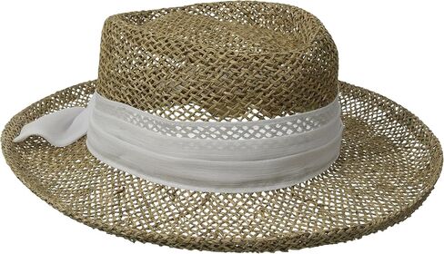 San Diego Hat Company Women's One Size Seagrass Gambler with Poly Chiffon Band in Kuwait