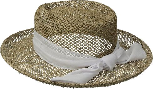 San Diego Hat Company Women's One Size Seagrass Gambler with Poly Chiffon Band in Kuwait