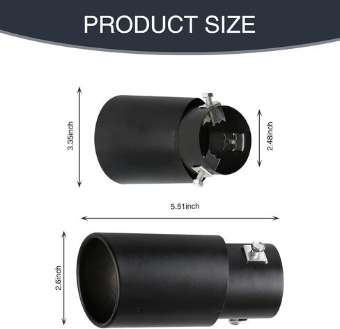 1 PC Car Exhaust Muffler, Adjustable Intake Straight Stainless Steel Exhaust Pipe Exhaust Pipe Head, Exhaust Tips Bolt-On Design Exhaust Tailpipe, Compatible with Most Car Models (Black) in Saudi Arabia