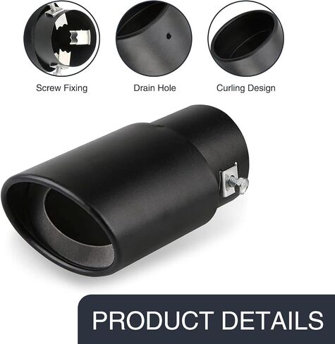 1 PC Car Exhaust Muffler, Adjustable Intake Straight Stainless Steel Exhaust Pipe Exhaust Pipe Head, Exhaust Tips Bolt-On Design Exhaust Tailpipe, Compatible with Most Car Models (Black) in Saudi Arabia