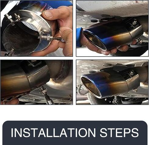 1 PC Car Exhaust Muffler, Adjustable Intake Straight Stainless Steel Exhaust Pipe Exhaust Pipe Head, Exhaust Tips Bolt-On Design Exhaust Tailpipe, Compatible with Most Car Models (Black) in Saudi Arabia