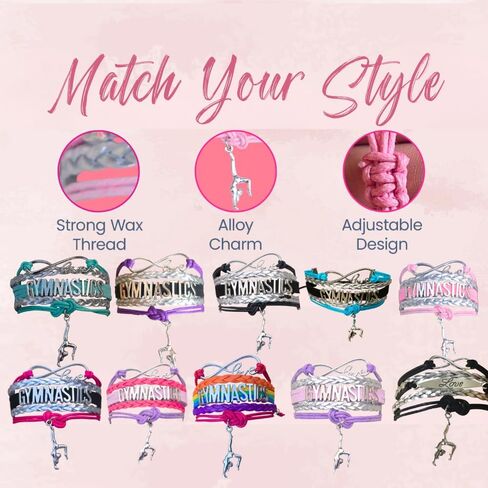 Infinity Collection Gymnastics Bracelet- Gymnastics Bracelet- Gymnastics Jewelry - Gift For Gymnast, Gymnastic Coaches & Teams (Rainbow) in Kuwait