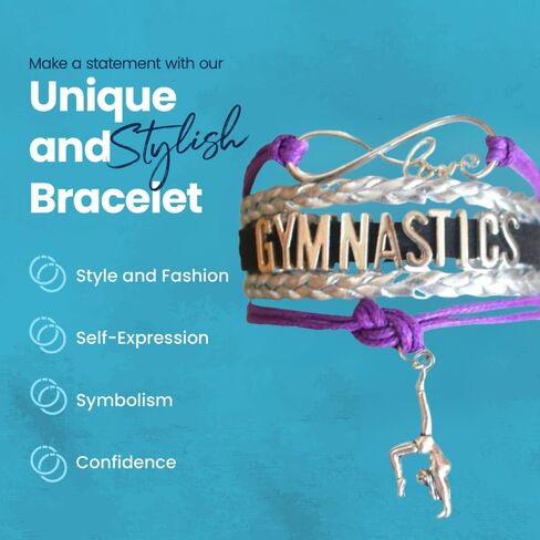 Infinity Collection Gymnastics Bracelet- Gymnastics Bracelet- Gymnastics Jewelry - Gift For Gymnast, Gymnastic Coaches & Teams (Rainbow) in Saudi Arabia