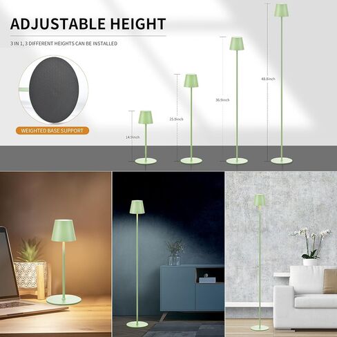 2Pack Cordless Floor Lamp for Outdoor/Indoor, Built-in 6800 mAh Battery LED Battery Operated lamp Rechargeable, with Touch Control Floor lamp，Adjustable Height Floor Lamp for Patio(Black) in Saudi Arabia