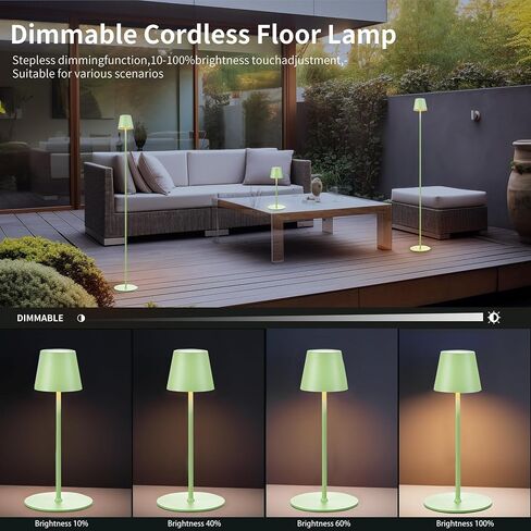 2Pack Cordless Floor Lamp for Outdoor/Indoor, Built-in 6800 mAh Battery LED Battery Operated lamp Rechargeable, with Touch Control Floor lamp，Adjustable Height Floor Lamp for Patio(Black) in Saudi Arabia