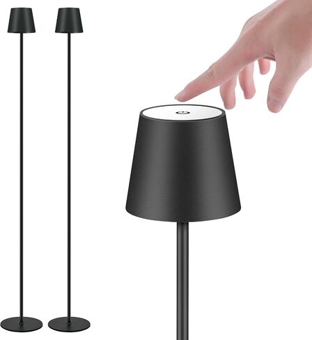 2Pack Cordless Floor Lamp for Outdoor/Indoor, Built-in 6800 mAh Battery LED Battery Operated lamp Rechargeable, with Touch Control Floor lamp，Adjustable Height Floor Lamp for Patio(Black) in Saudi Arabia
