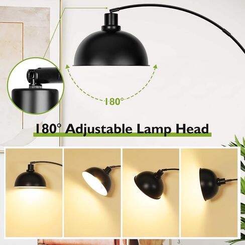 Arc Floor Lamps for Living Room, Modern Tall Standing Lamp Remote Control,Stepless Dimmable Black Floor Lamp with Hanging Dome Shade, Over Couch Arched Reading Lamp for Bedroom, Office (Bulb Included) in Saudi Arabia