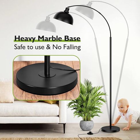Arc Floor Lamps for Living Room, Modern Tall Standing Lamp Remote Control,Stepless Dimmable Black Floor Lamp with Hanging Dome Shade, Over Couch Arched Reading Lamp for Bedroom, Office (Bulb Included) in Saudi Arabia
