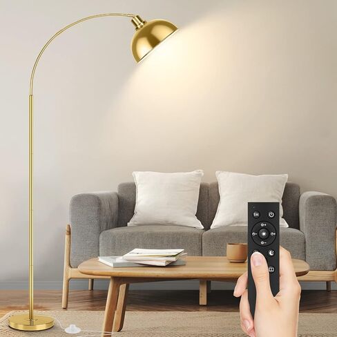Arc Floor Lamps for Living Room, Modern Tall Standing Lamp Remote Control,Stepless Dimmable Black Floor Lamp with Hanging Dome Shade, Over Couch Arched Reading Lamp for Bedroom, Office (Bulb Included) in Saudi Arabia