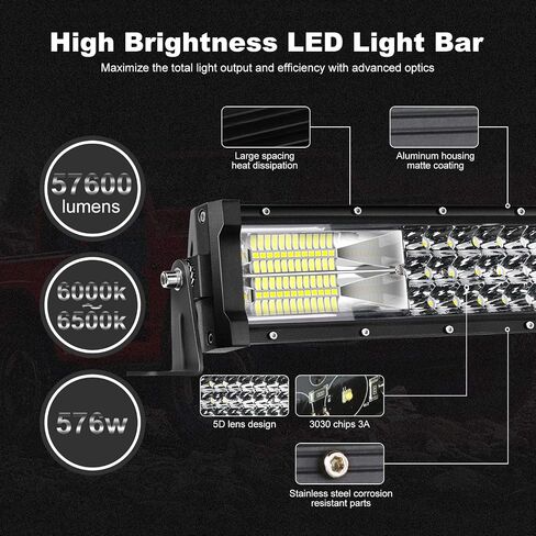 42" LED Light Bar Curved Triple Row 576W Light Bars Off Road Lights 2pc 4inch 60W Driving Fog Lamps with Rocker Switch Harness Wiring for Trucks Polaris ATV UTV Jeep Boats in Saudi Arabia
