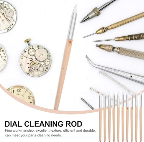 Baluue 10 قطع من عصا تنظيف القرص والمجوهرات، قلم تنظيف العملات المعدنية، ساعة إزالة المغناطيسية ومجموعة إصلاح المجوهرات، منظف منزلي، منظف حركة الساعات المنزلية، حزام خشبي برأس واحد in Kuwait