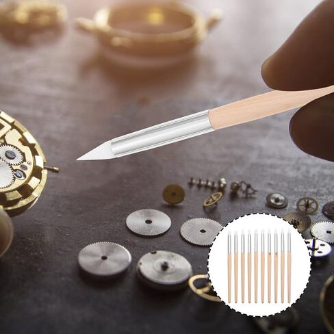 Baluue 10 قطع من عصا تنظيف القرص والمجوهرات، قلم تنظيف العملات المعدنية، ساعة إزالة المغناطيسية ومجموعة إصلاح المجوهرات، منظف منزلي، منظف حركة الساعات المنزلية، حزام خشبي برأس واحد in Kuwait