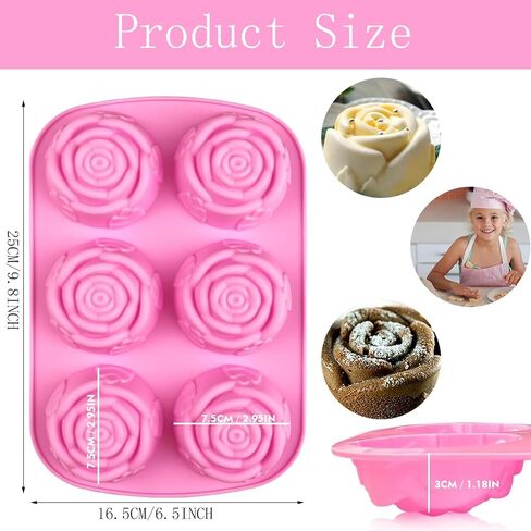 Rose Flower Soap Mold, 2 Pack Rose Ice Cube Mold, Rose Silicone Molds for Soap,Making Bath Bomb (Rose Flower) in Saudi Arabia
