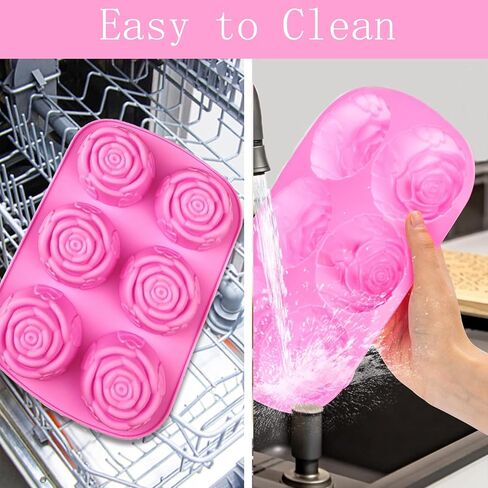 Rose Flower Soap Mold, 2 Pack Rose Ice Cube Mold, Rose Silicone Molds for Soap,Making Bath Bomb (Rose Flower) in Saudi Arabia