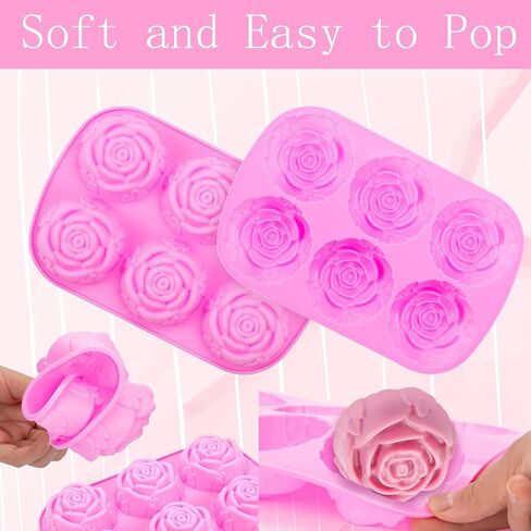 Rose Flower Soap Mold, 2 Pack Rose Ice Cube Mold, Rose Silicone Molds for Soap,Making Bath Bomb (Rose Flower) in Saudi Arabia