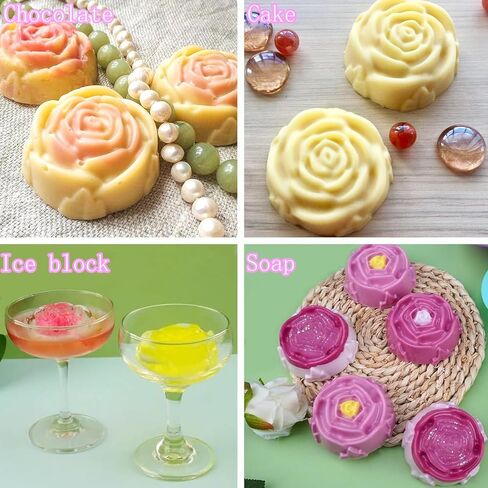 Rose Flower Soap Mold, 2 Pack Rose Ice Cube Mold, Rose Silicone Molds for Soap,Making Bath Bomb (Rose Flower) in Saudi Arabia