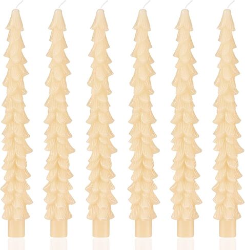 MTLEE 6 Pcs Christmas Tree Shaped Taper Candles Unscented Tree Candle Decorative Christmas Tree Candles Aesthetic Christmas Relaxation Candles Gift for Centerpiece Decorations (Green,10 Inch) in Saudi Arabia