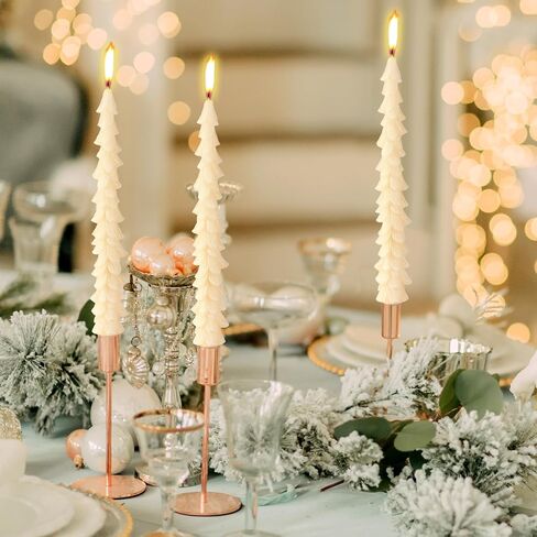 MTLEE 6 Pcs Christmas Tree Shaped Taper Candles Unscented Tree Candle Decorative Christmas Tree Candles Aesthetic Christmas Relaxation Candles Gift for Centerpiece Decorations (Green,10 Inch) in Saudi Arabia
