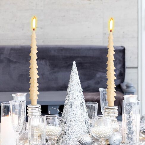 MTLEE 6 Pcs Christmas Tree Shaped Taper Candles Unscented Tree Candle Decorative Christmas Tree Candles Aesthetic Christmas Relaxation Candles Gift for Centerpiece Decorations (Green,10 Inch) in Saudi Arabia