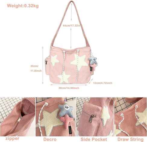 Makukke Y2K Corduroy Shoulder Bag Women, Cute Tote Bag Large Crossbody Bag for Work Travel Shopping in Saudi Arabia