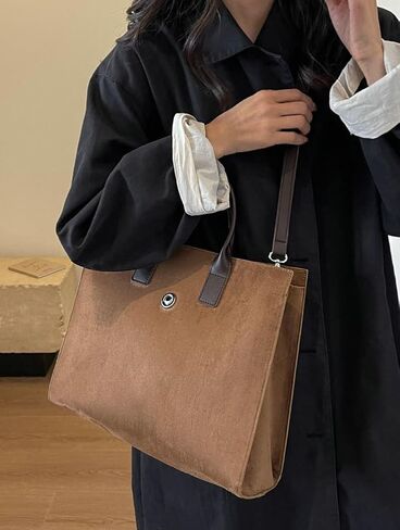 Suede Tote Handbag Winter Fall Shoulder Bag Purse for Women Men Adjustable Strap Trendy Crossbody Bag 2024 in Saudi Arabia