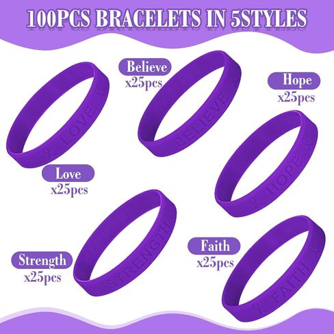 Liliful 100 Pcs Breast Cancer Awareness Ribbon Bracelets Bulk Domestic Violence Mental Health Alzheimers Pancreatic Cancer Leukemia Lupus Liver Cancer Overdose Bracelets for Public Events in Saudi Arabia