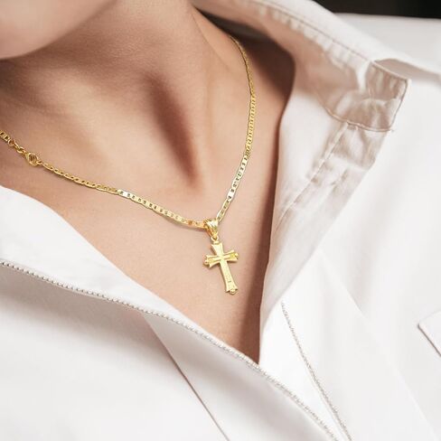 Cross Necklace 14K Gold Cross Necklaces for Women Double Cross Pendant Gold Cross Chain Non-Tarnish Cross Jewelry Women Gifts Mariner/Cable Chains in Saudi Arabia