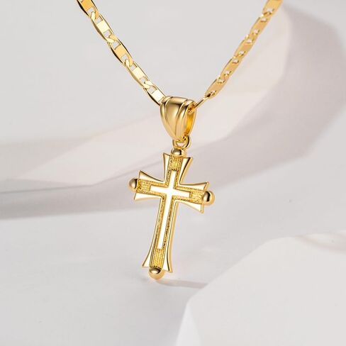 Cross Necklace 14K Gold Cross Necklaces for Women Double Cross Pendant Gold Cross Chain Non-Tarnish Cross Jewelry Women Gifts Mariner/Cable Chains in Saudi Arabia