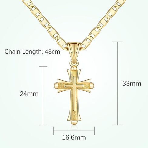 Cross Necklace 14K Gold Cross Necklaces for Women Double Cross Pendant Gold Cross Chain Non-Tarnish Cross Jewelry Women Gifts Mariner/Cable Chains in Saudi Arabia