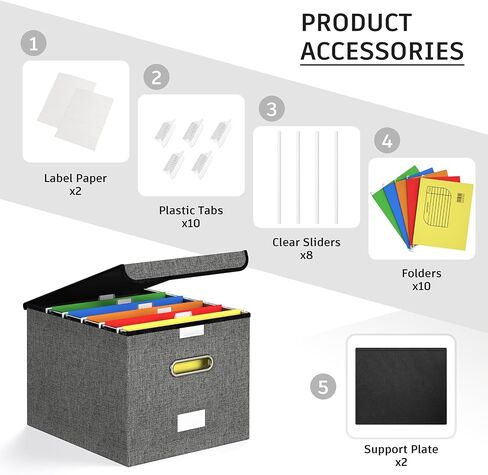 Forogic Foldable Portable File Organizer with Lid Linen File Box with Hanging Folders Storage for Office, Home, Letter(2 Pack, Gray) in Saudi Arabia