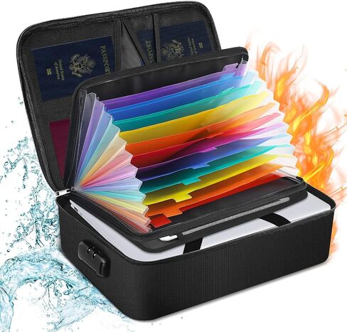 Fireproof Box With Accordion File Folder Document Organizer, 13 Pockets Important File Organizer Document Safe Storage Bag, Portable Document Box For Passport, Files, Certificates in Saudi Arabia