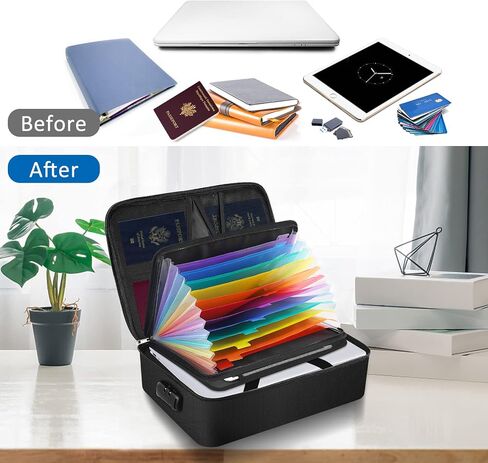 Fireproof Box With Accordion File Folder Document Organizer, 13 Pockets Important File Organizer Document Safe Storage Bag, Portable Document Box For Passport, Files, Certificates in Saudi Arabia